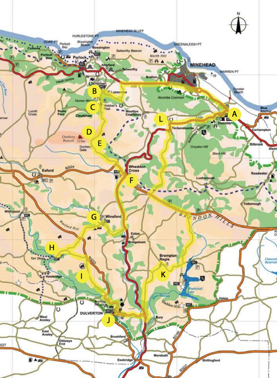 Eastern Exmoor Driving Route 