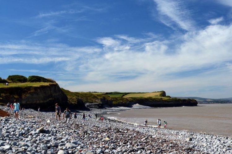 Walkers on Kilve Beach