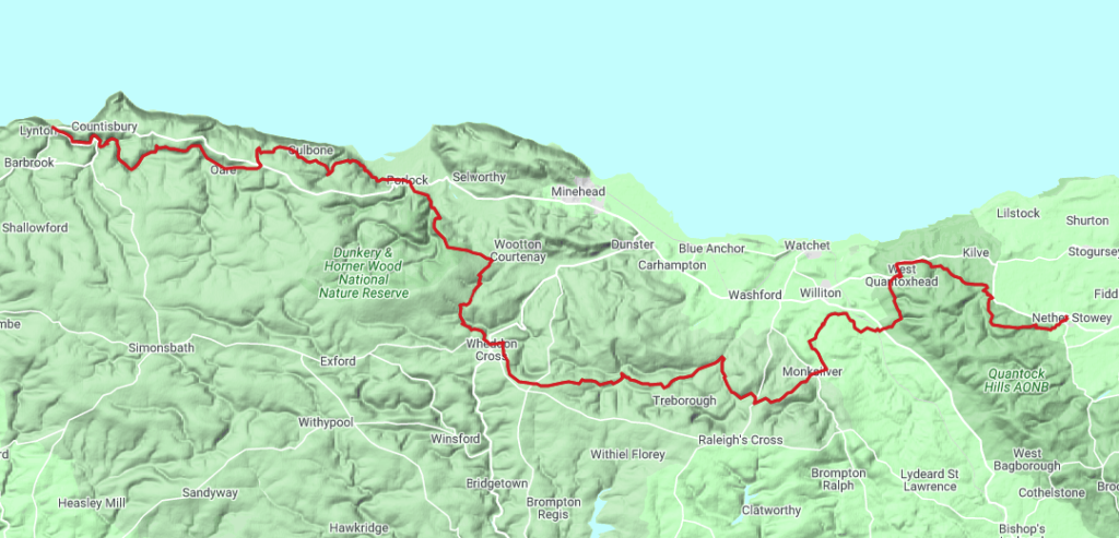 Overview map of the Coleridge Way