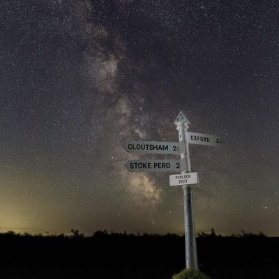 Exmoor Dark Skies with signpost in foreground with spooky Halloween vibes