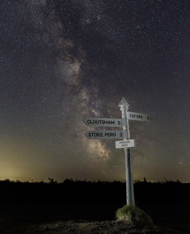 Exmoor Dark Skies with signpost in foreground with spooky Halloween vibes