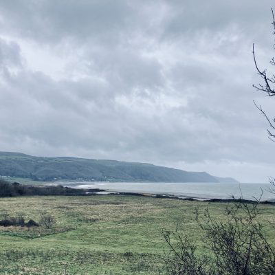 View of Bossington Beach across Porlock Marsh