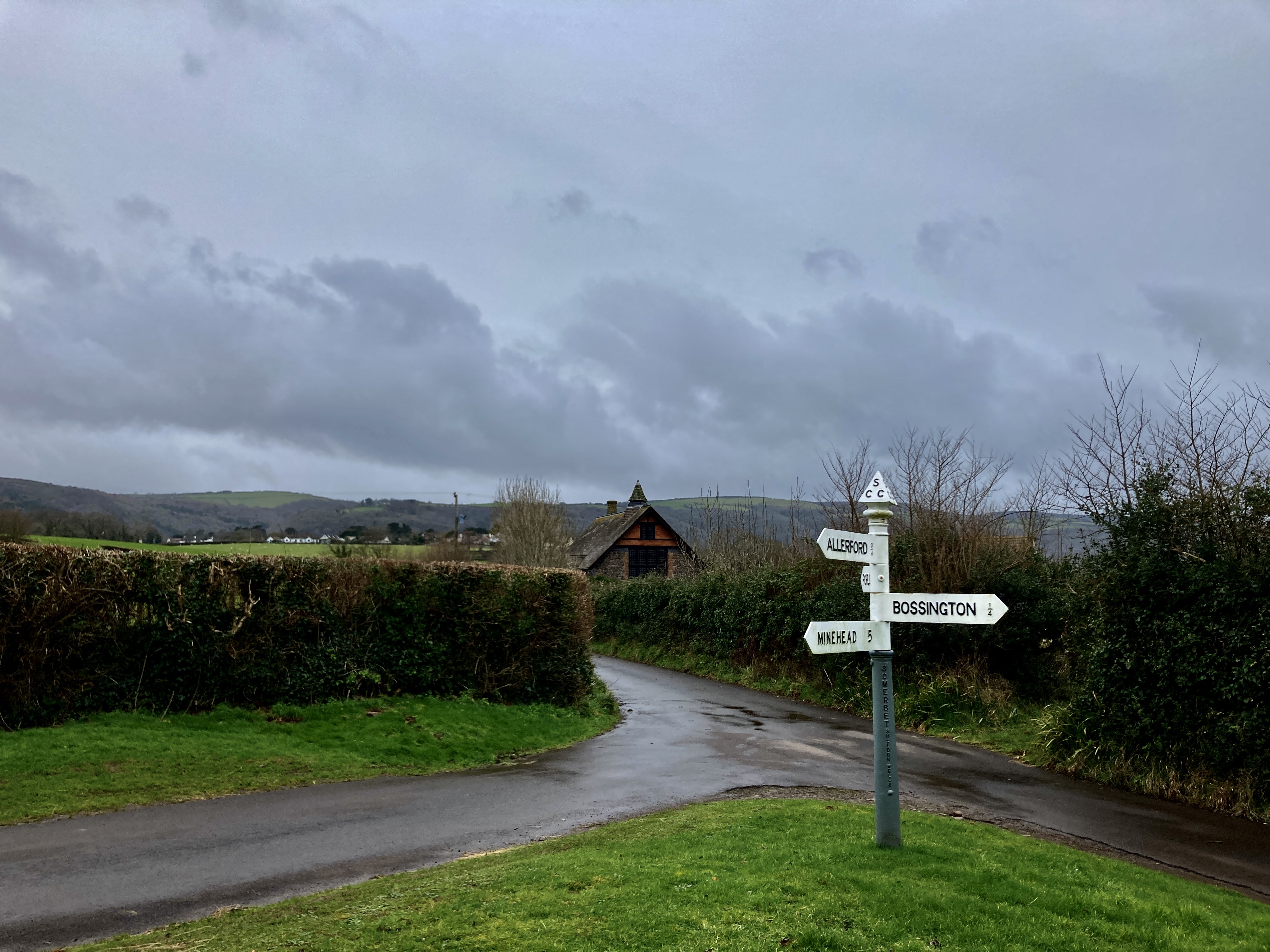 Allerford Bossington Signpost at Exmoor Crossroads