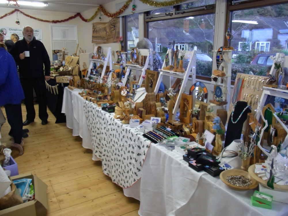 Inside with goods on offer at Allerford & Selworthy Christmas Fair