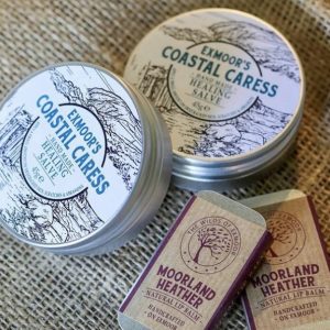 Exmoor's Coastal Caress products at Lynton Christmas Market - Healing salves in round tins and Moorland heather in rectangular tins