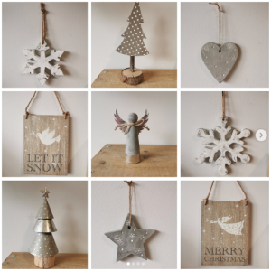 Decorations for sale at Dulverton Christmas market