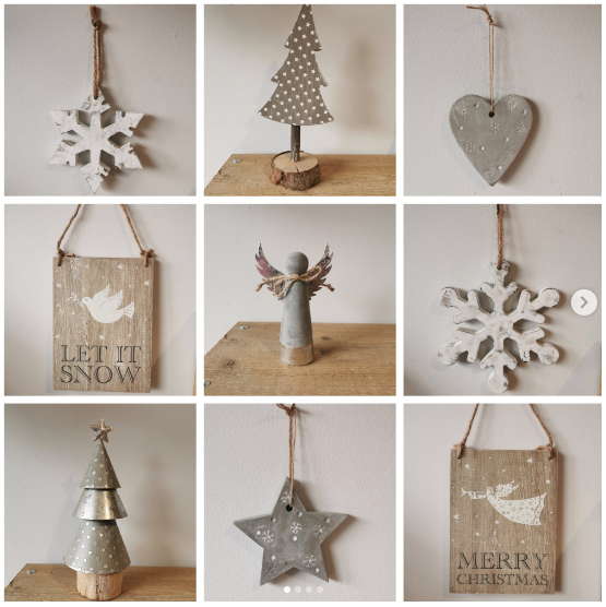 Decorations for sale at Dulverton Christmas market