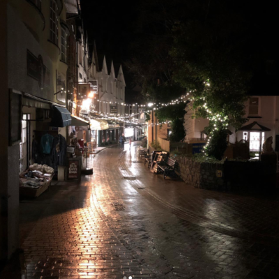 Lynmouth street with Christmas Lights Up
