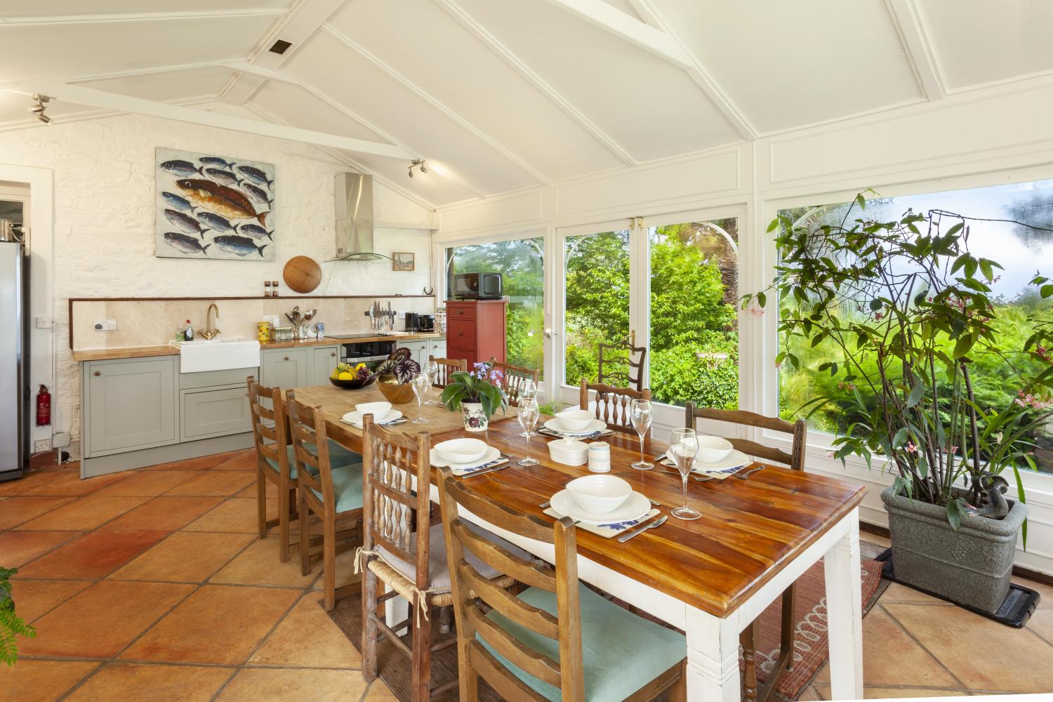 Kitchen @ Chapel Knap, Porlock with dining table set