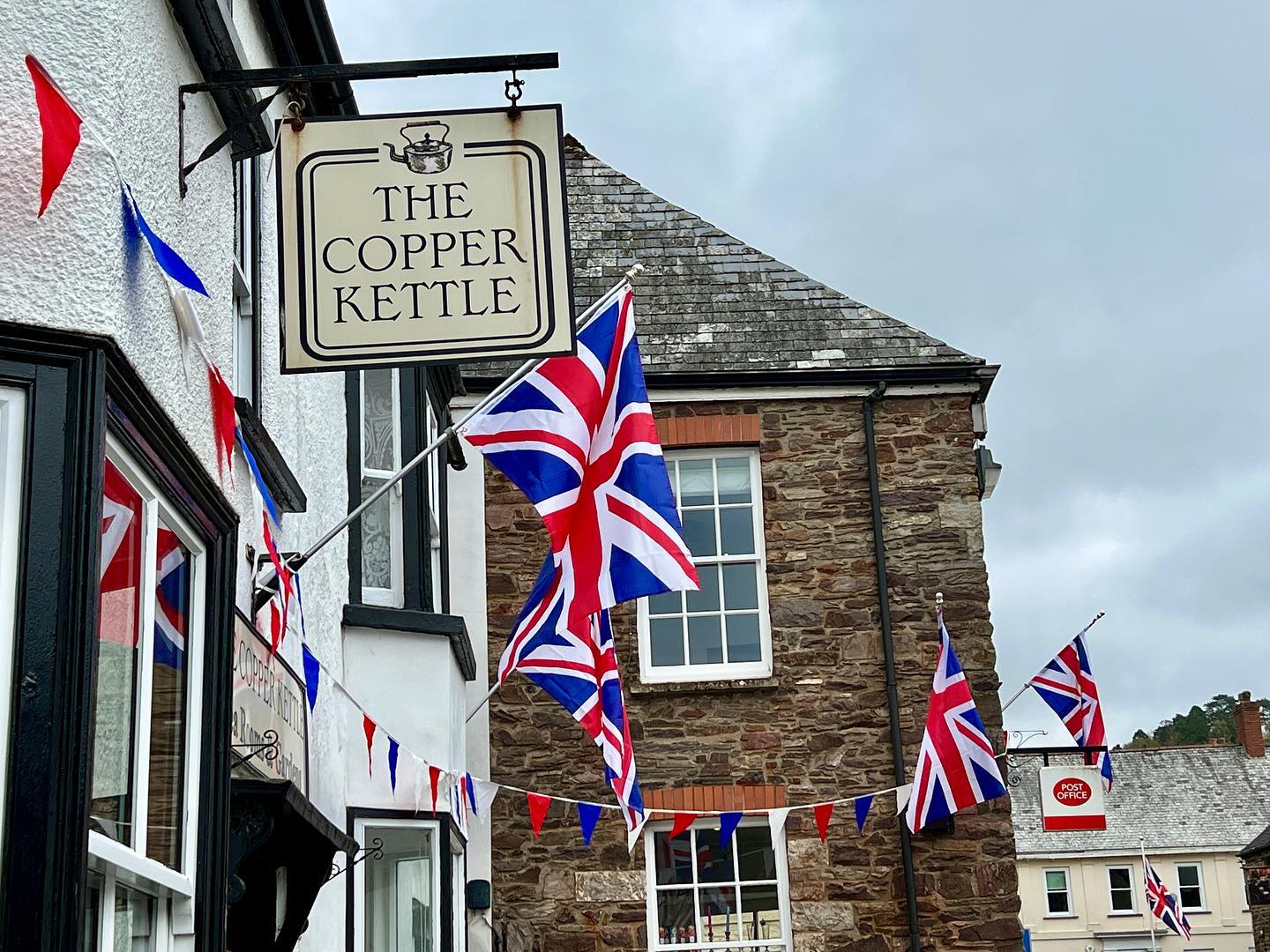 The Copper Kettle Dulverton with Union Jacks for the Coronation