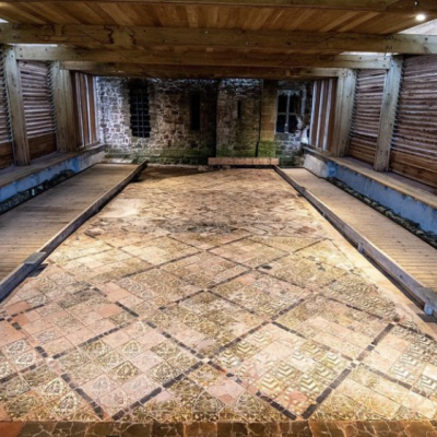 Original medieval floor tiles at Cleeve Abbey