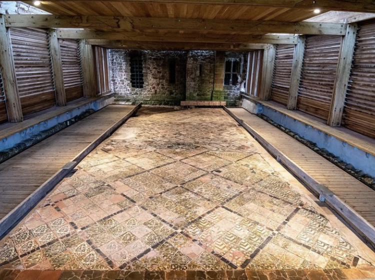 Original medieval floor tiles at Cleeve Abbey