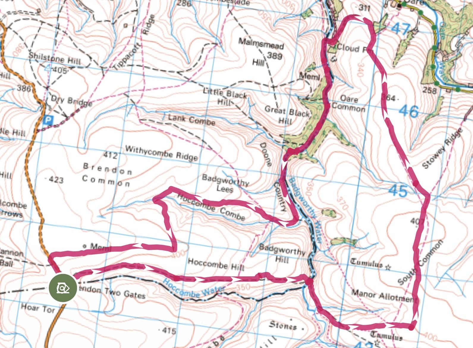walking map brendon two gates